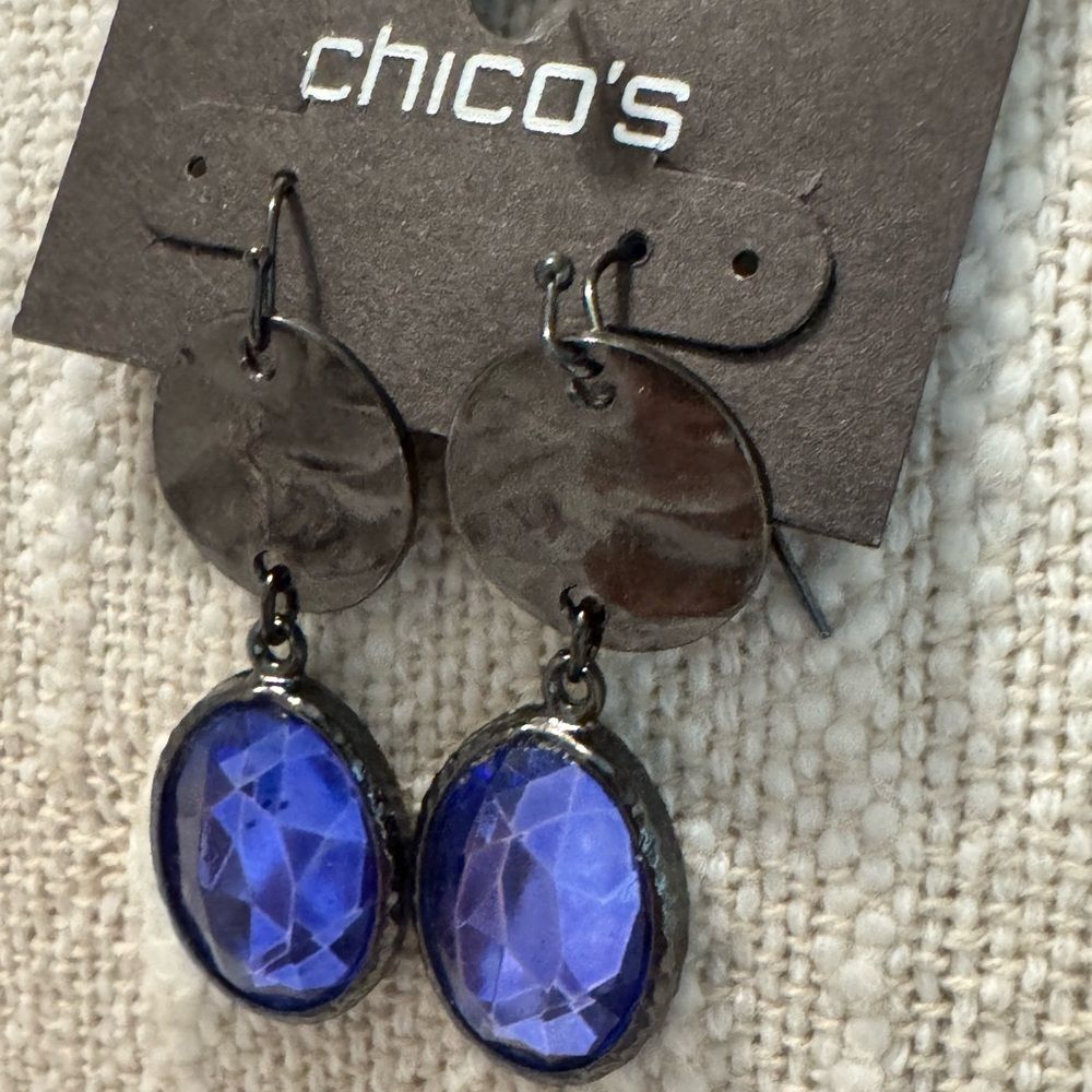 0268-Chico's Sapphire Blue and Silver Earrings